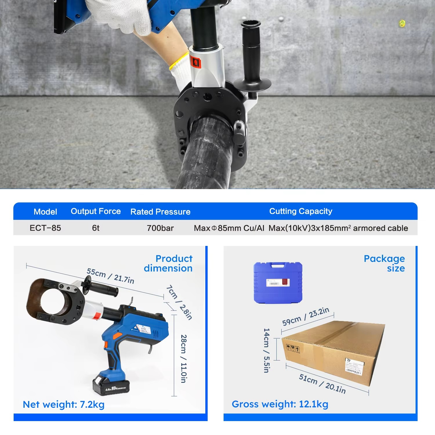 ECT-85 強力85mm OEM工場CE認証済み費用対効果 - Power Tools Battery のレビューと価格
